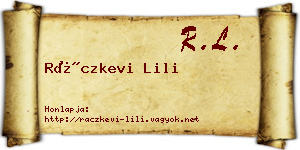 Ráczkevi Lili névjegykártya